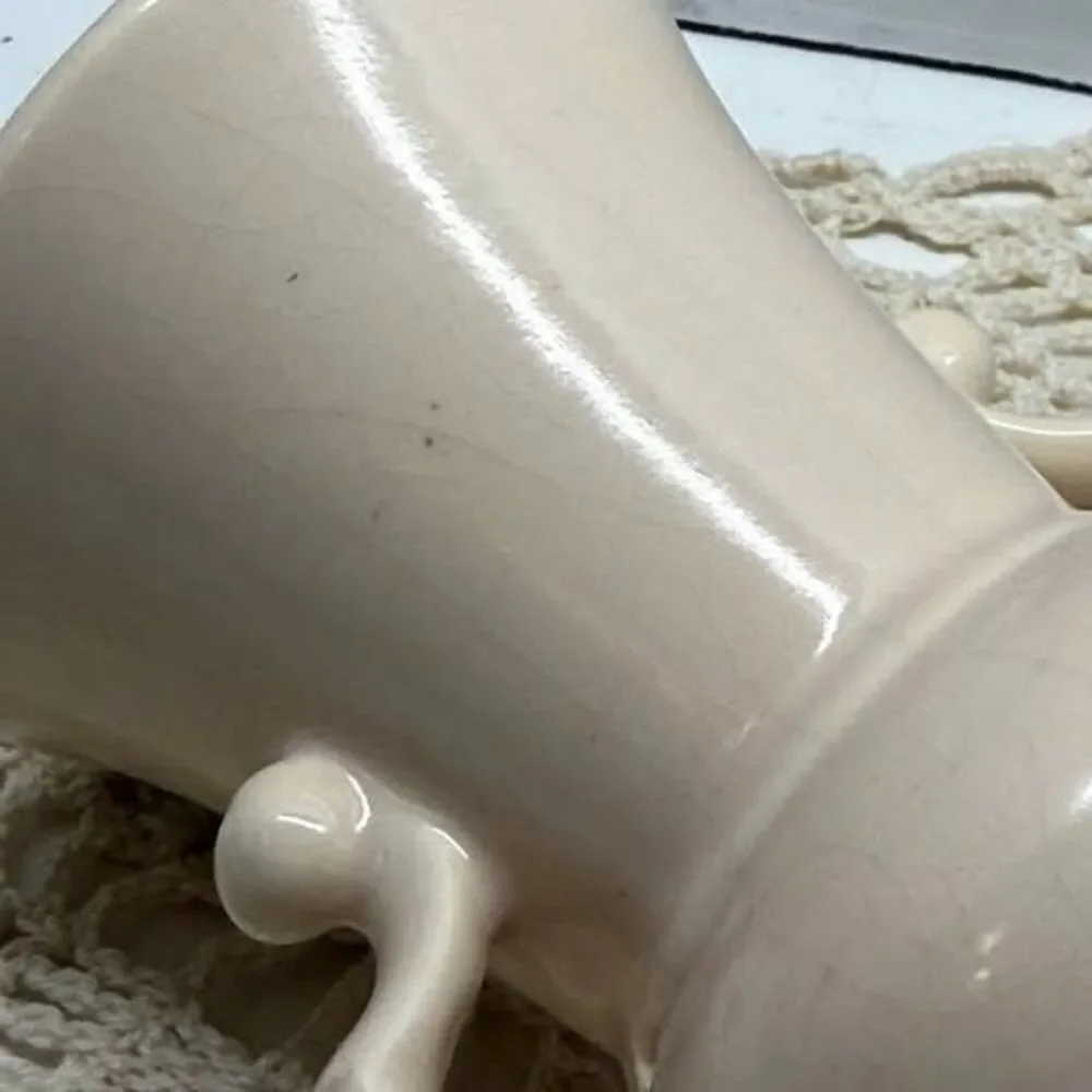 Vintage Cream Ceramic Double Handled Vase